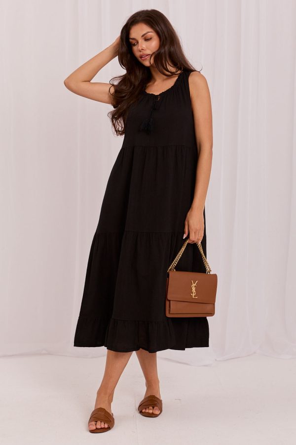 Black Daydress in Day Dresses with Cotton and Len