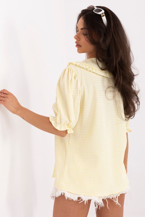Yellow Short Sleeve Shirt in Shirts For Women with Viscose