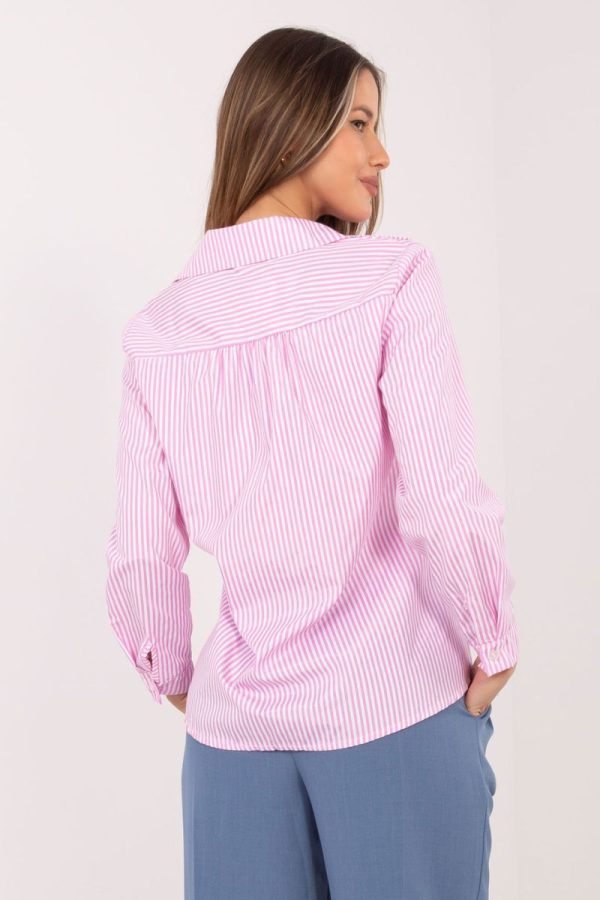 Pink Long Sleeve Shirt in Shirts For Women with Spandex and Polyester