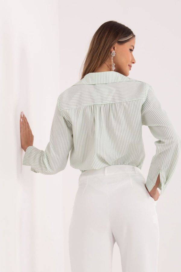 Green Long Sleeve Shirt in Shirts For Women with Spandex and Polyester