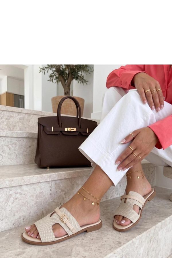 Beige Flip-flops....Fabric, Footbed and Heel Height