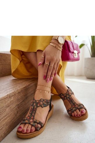 1131280 Black Sandals in Sandals & Flip-Flops For Women with Fabric, Footbed and Heel Height