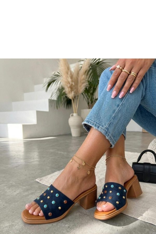 Blue Heeled Sandals in Sandals & Flip-Flops For Women with Fabric, Footbed and Heel Height