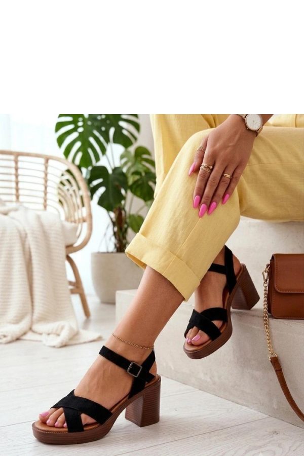 Black Heel Sandals in Sandals & Flip-Flops For Women with Fabric, Footbed and Heel Height