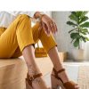 Brown Heel Sandals...Fabric, Footbed and Heel Height