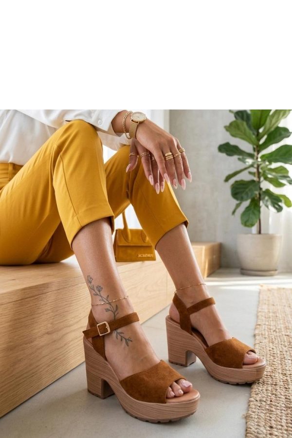 Brown Heel Sandals...Fabric, Footbed and Heel Height