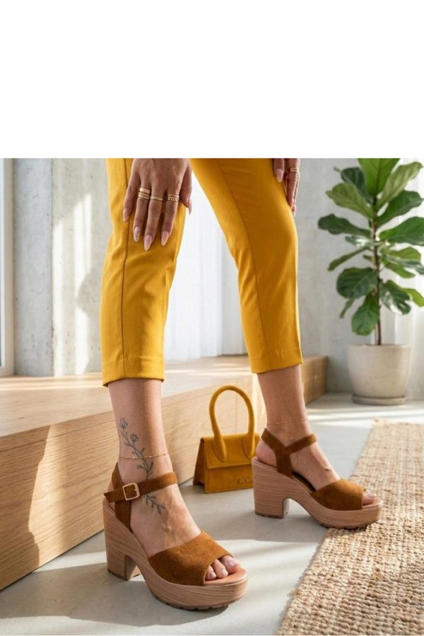 Brown Heel Sandals...Fabric, Footbed and Heel Height
