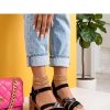 1131300 Black Heel Sandals in Sandals & Flip-Flops For Women with Fabric, Footbed and Heel Height