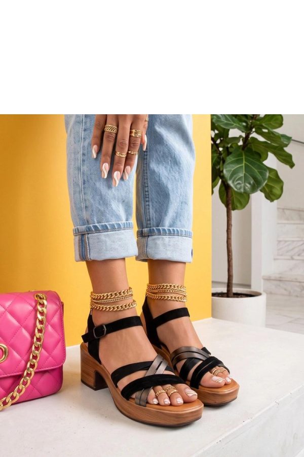 Black Heel Sandals in Sandals & Flip-Flops For Women with Fabric, Footbed and Heel Height