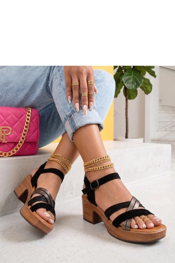 Black Heel Sandals in Sandals & Flip-Flops For Women with Fabric, Footbed and Heel Height