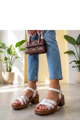 White Heel Sandals...Fabric, Footbed and Heel Height