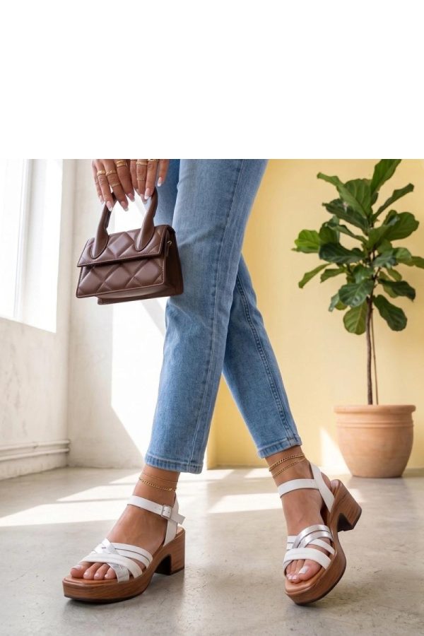 White Heel Sandals...Fabric, Footbed and Heel Height