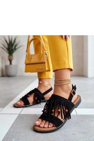1131316 Black Sandals in Sandals & Flip-Flops For Women with Fabric, Footbed and Heel Height