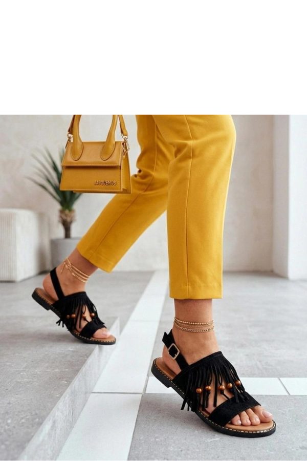 Black Sandals in Sandals & Flip-Flops For Women with Fabric, Footbed and Heel Height