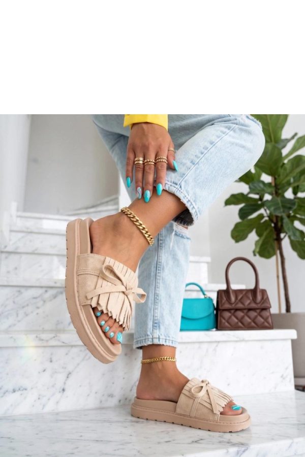Beige Platform Sandals.Fabric, Footbed and Platform Height