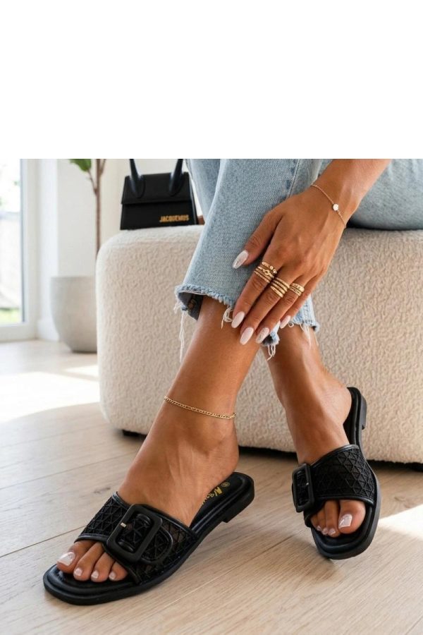 Black Flip-flops.Fabric, Footbed and Heel Height
