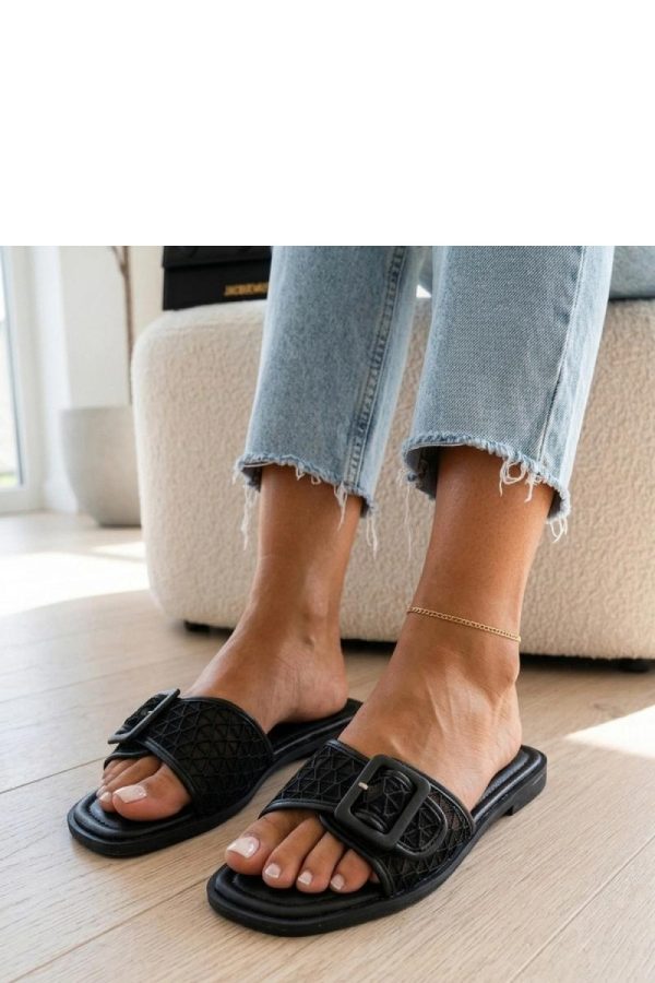 Black Flip-flops.Fabric, Footbed and Heel Height
