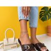Brown Flip-flops..Fabric, Footbed and Heel Height