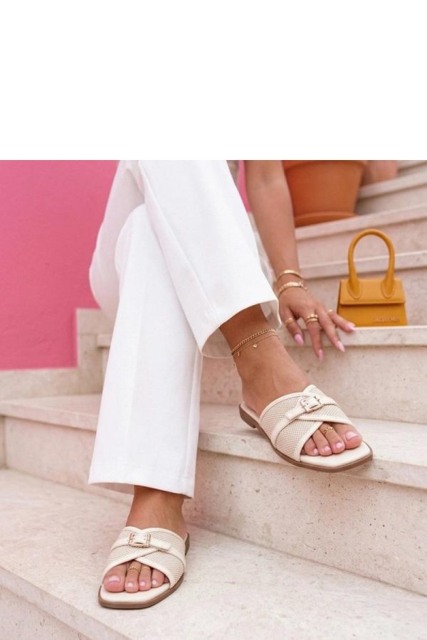 Beige Flip-flops.Fabric, Footbed and Heel Height