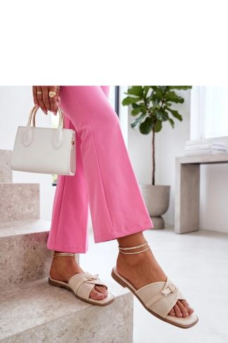 Beige Flip-flops.Fabric, Footbed and Heel Height
