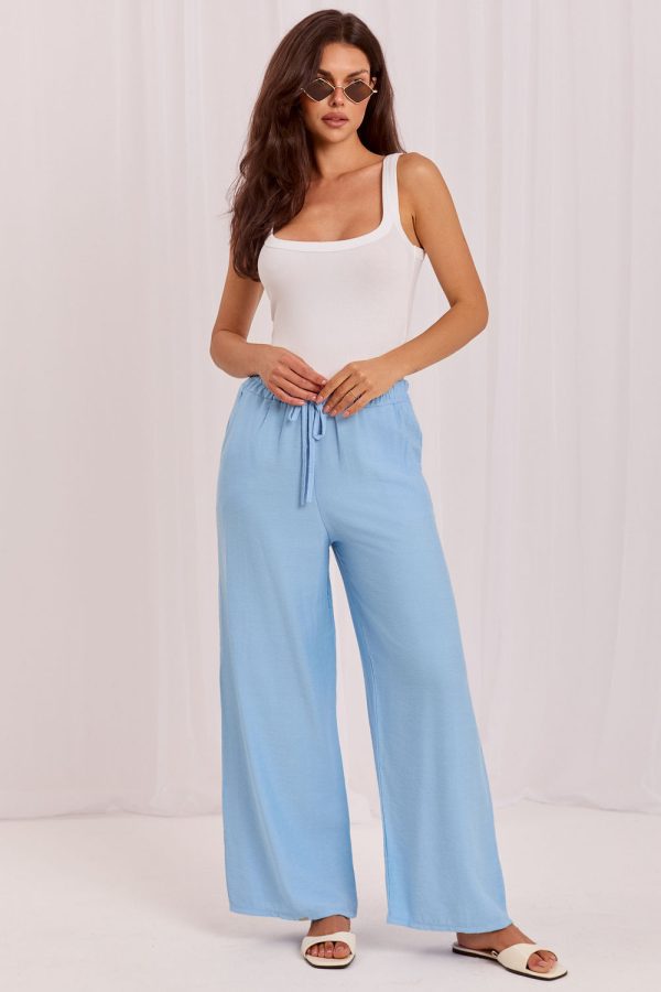 Blue Women Trousers in Pants, Trousers, Shorts with Viscose