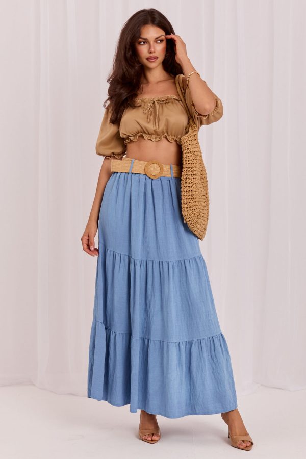 Blue Long Skirt in Skirts with Polyamide and Viscose