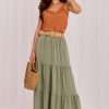 Green Long Skirt in Skirts with Polyamide and Viscose