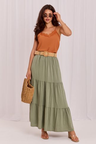 Green Long Skirt in Skirts with Polyamide and Viscose