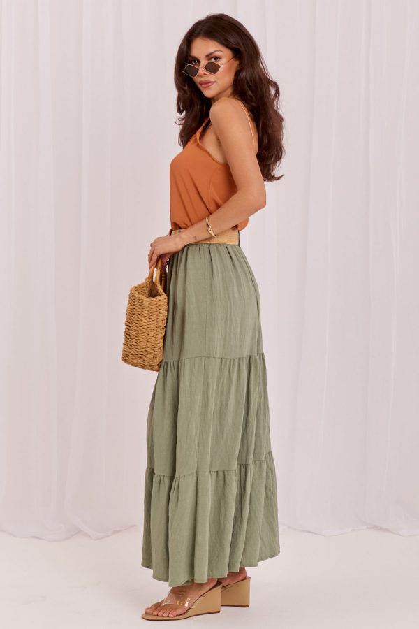 Green Long Skirt in Skirts with Polyamide and Viscose