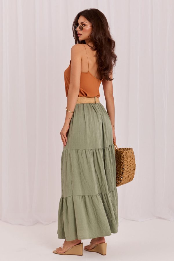 Green Long Skirt in Skirts with Polyamide and Viscose