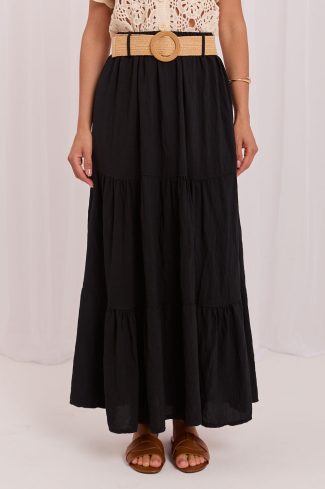 Black Long Skirt in Skirts with Polyamide and Viscose