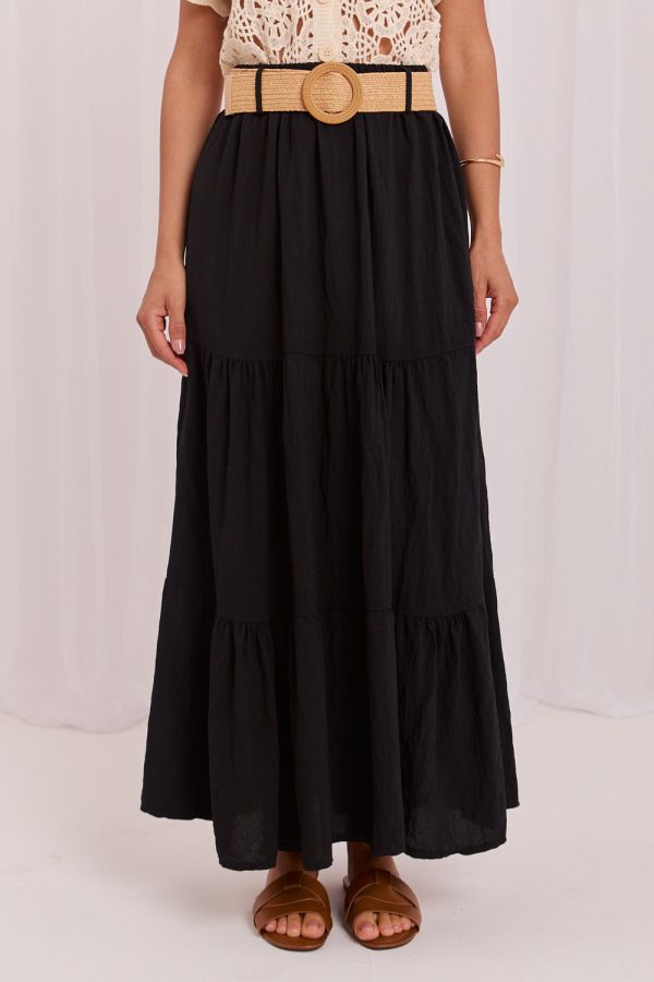 Black Long Skirt in Skirts with Polyamide and Viscose