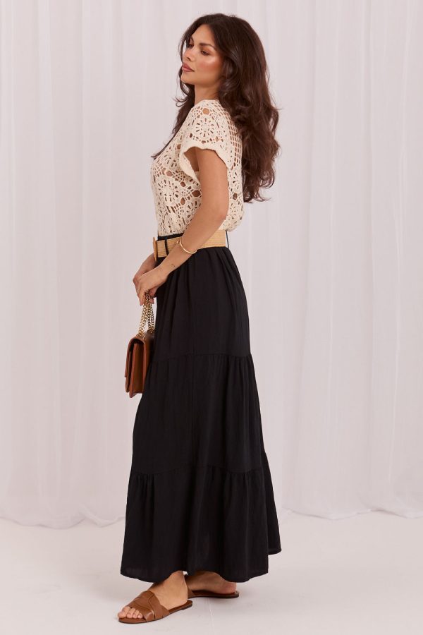 Black Long Skirt in Skirts with Polyamide and Viscose