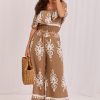 Beige Set in Pants, Trousers, Shorts with Viscose