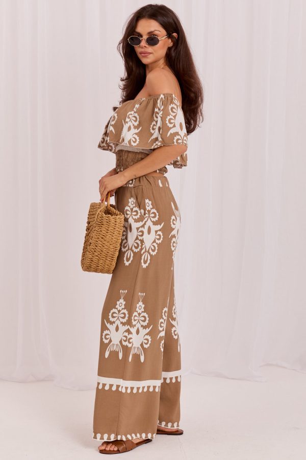 Beige Set in Pants, Trousers, Shorts with Viscose
