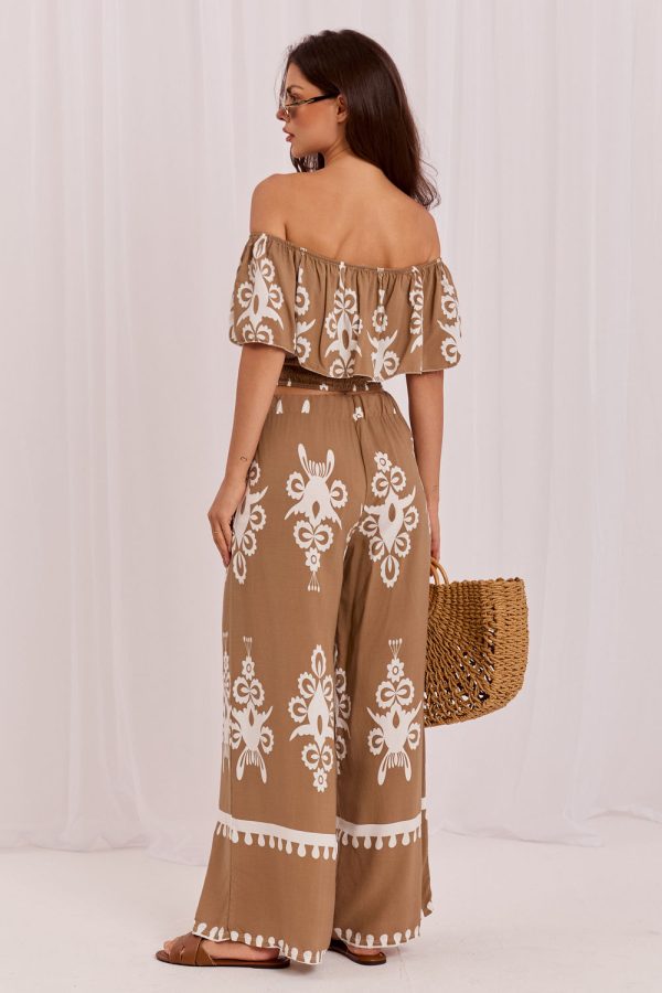Beige Set in Pants, Trousers, Shorts with Viscose