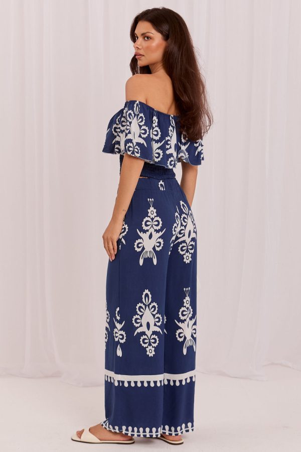 Navy Blue Set in Pants, Trousers, Shorts with Viscose