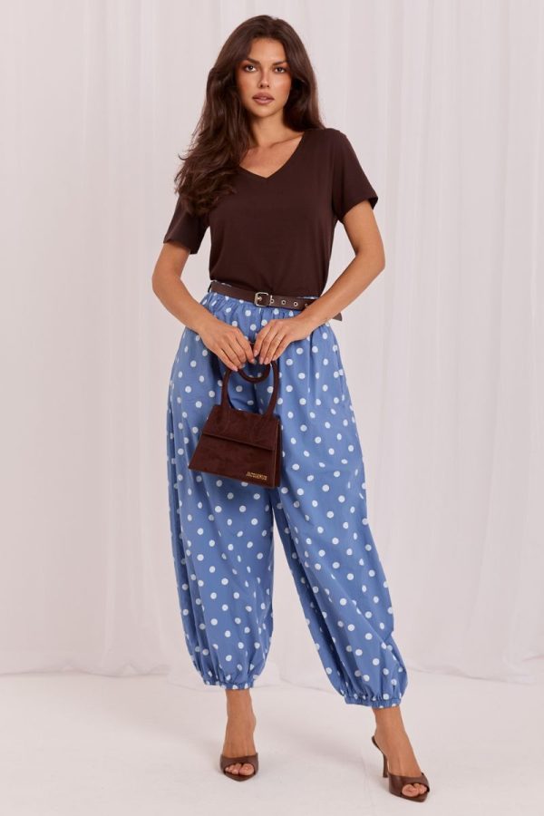 Blue Women Trousers in Pants, Trousers, Shorts with Cotton