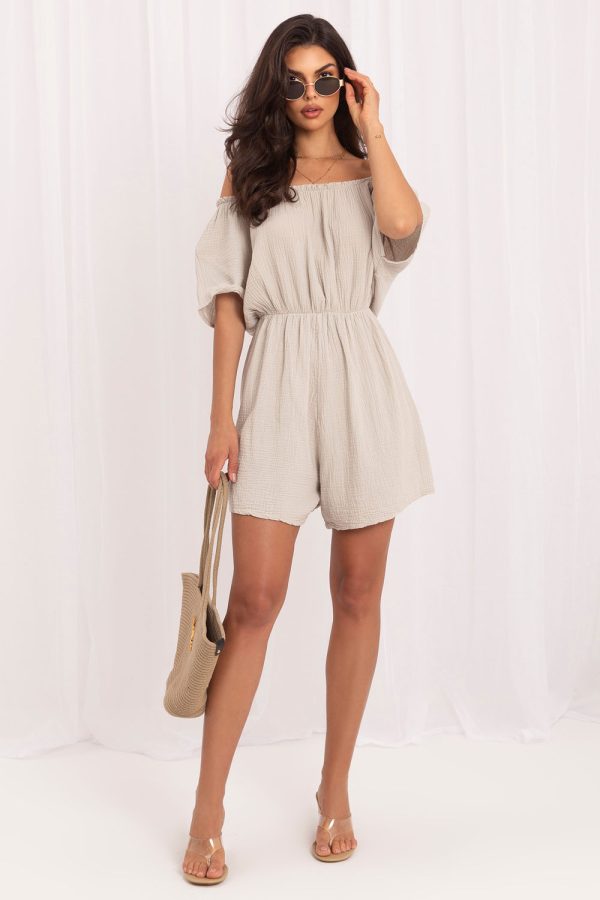 Beige Suit in Playsuits For Women with Cotton