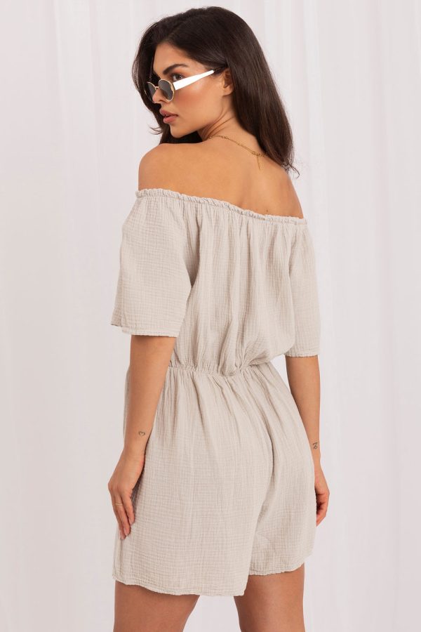 Beige Suit in Playsuits For Women with Cotton