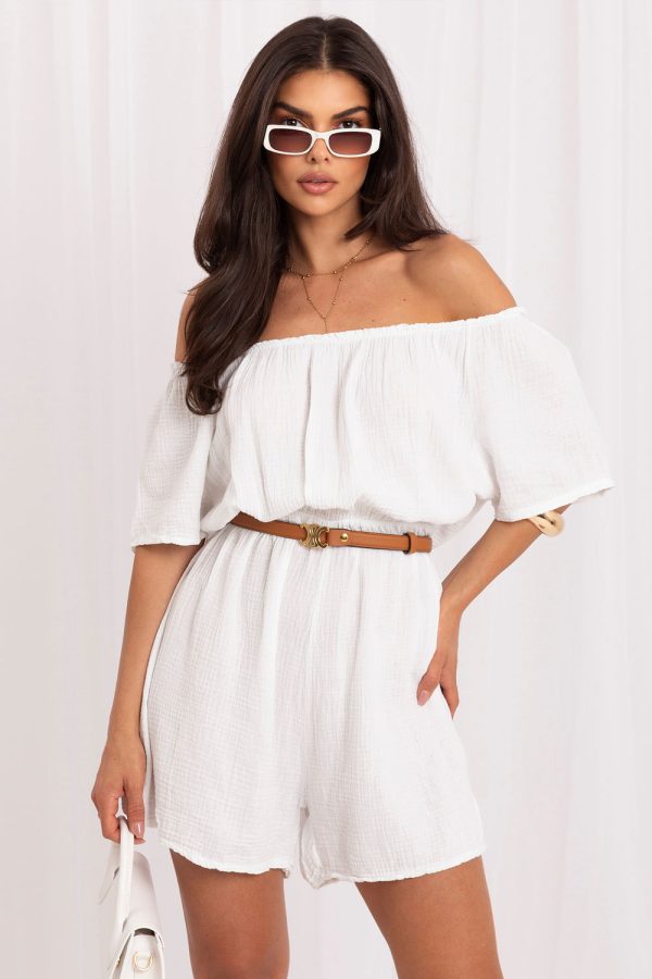 White Suit in Playsuits For Women with Cotton