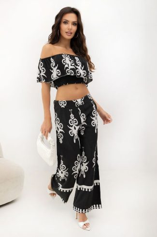 Black Set in Pants, Trousers, Shorts with Viscose