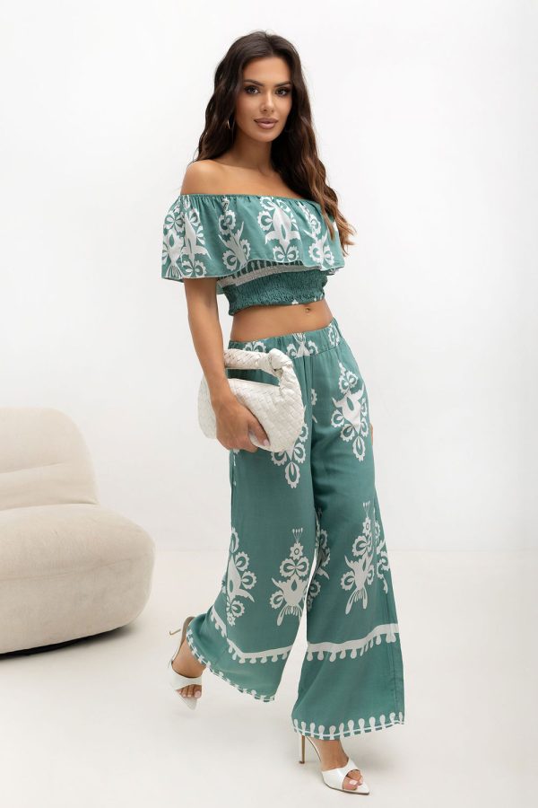 Blue Set in Pants, Trousers, Shorts with Viscose