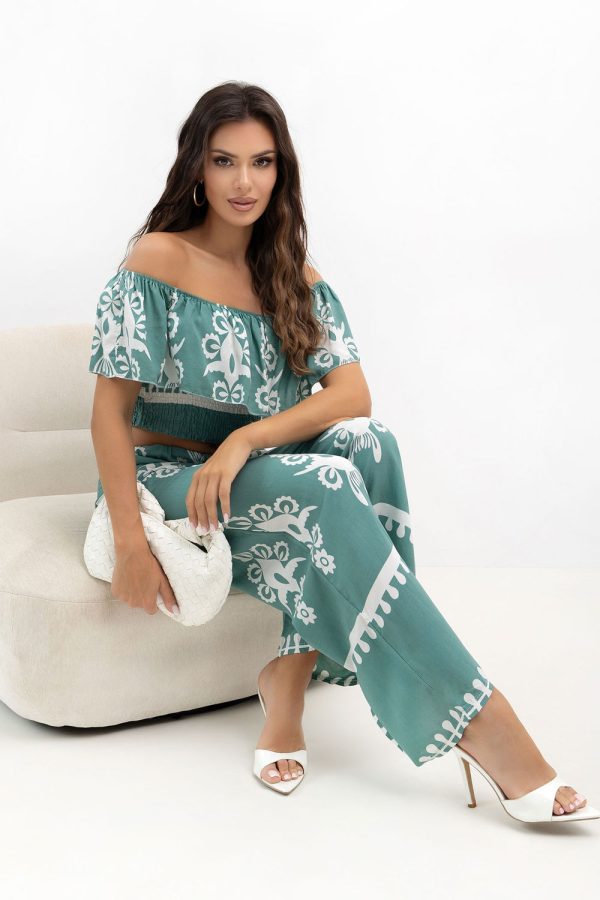 Blue Set in Pants, Trousers, Shorts with Viscose