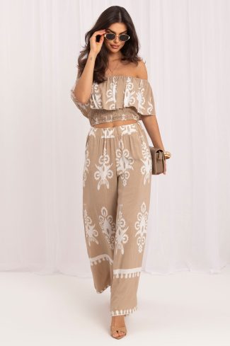 Beige Set in Pants, Trousers, Shorts with Viscose