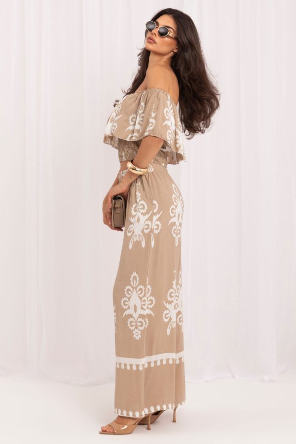 Beige Set in Pants, Trousers, Shorts with Viscose