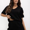 Black Set in Pants, Trousers, Shorts with Cotton, Spandex and Viscose