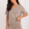 Beige Set in Pants, Trousers, Shorts with Cotton, Spandex and Viscose