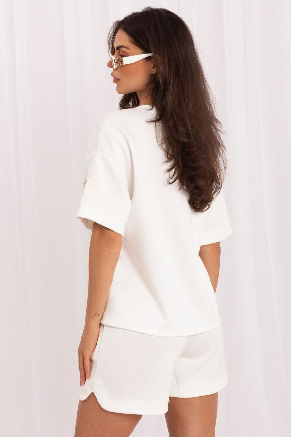 Beige Set in Pants, Trousers, Shorts with Cotton, Spandex and Viscose