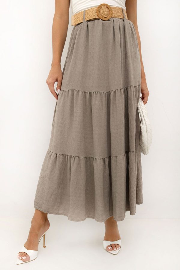 Beige Long Skirt in Skirts with Polyamide and Viscose